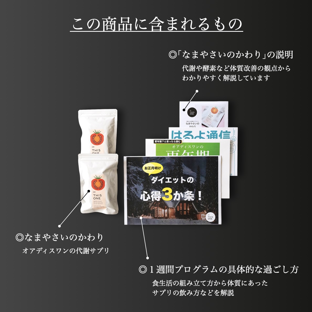 体質改善専門店オアディスワンのお正月パックを購入したら届く商品一覧