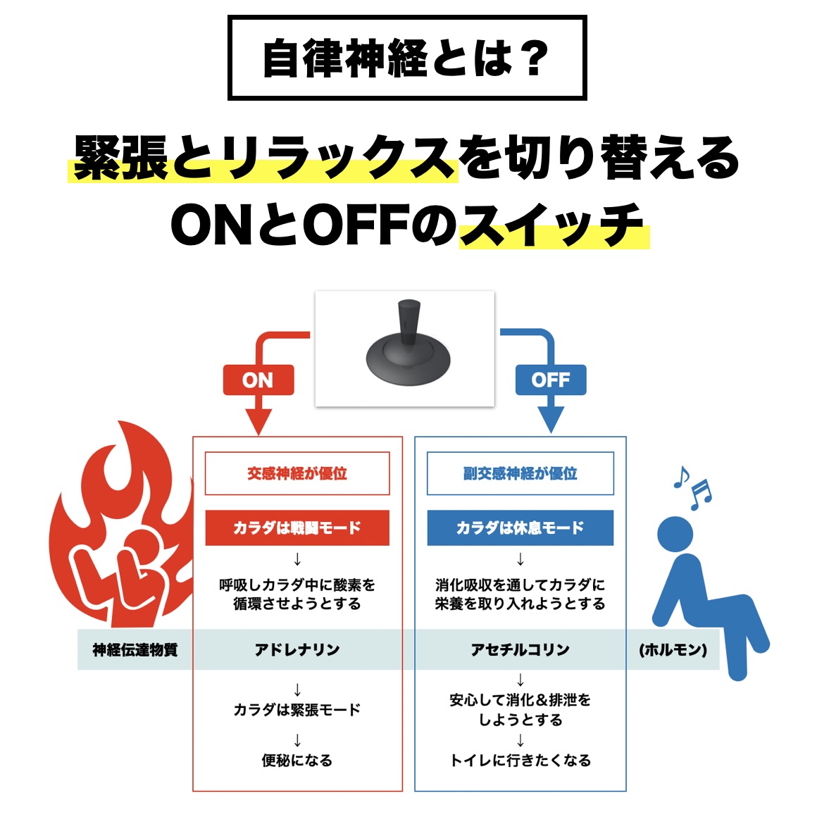 更年期になると自律神経が乱れてお腹にガスがたまりやすいことを説明