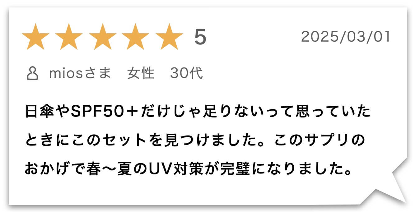 “紫外線サプリのお客様のレビュー"