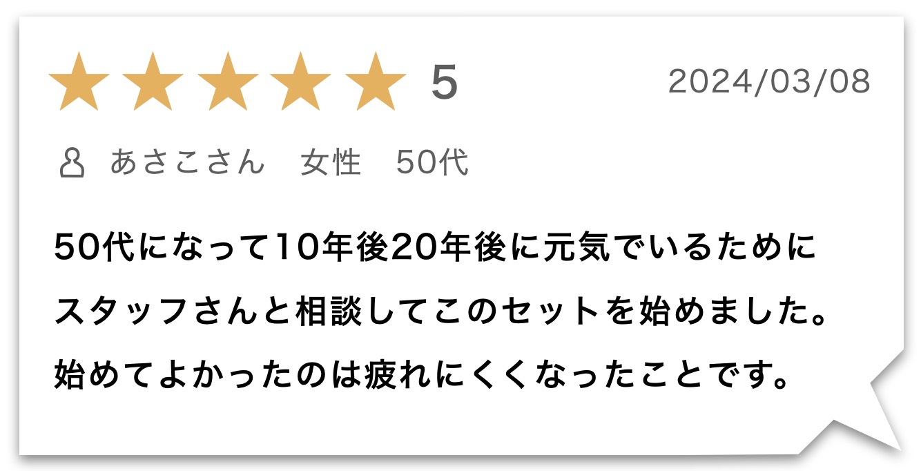 疲労回復サプリのお客様のレビュー
