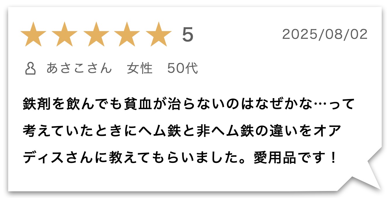 “貧血サプリのお客様のレビュー"