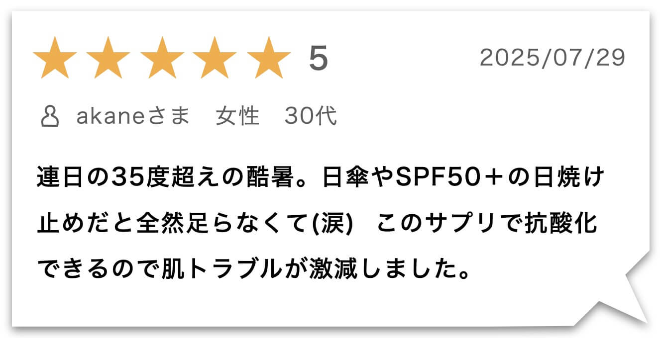 “紫外線サプリのお客様のレビュー"