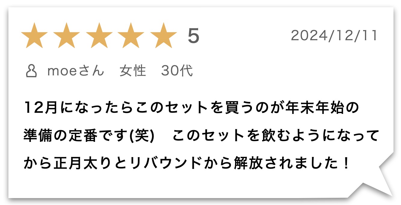 “お正月太りサプリのお客様のレビュー"