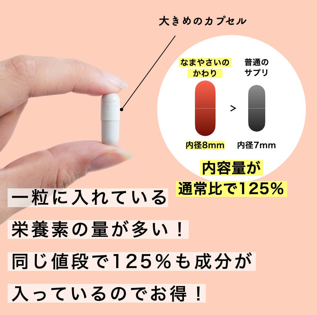 なまやさいのかわりは大きめカプセル