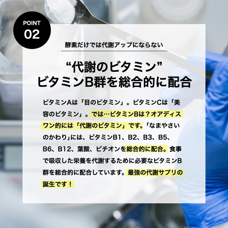 ビタミンB群が含まれるなまやさいのかわりサプリメント