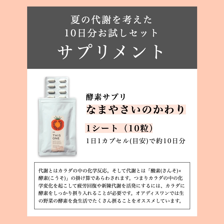 代謝を上げるための10日セットサプリ内容