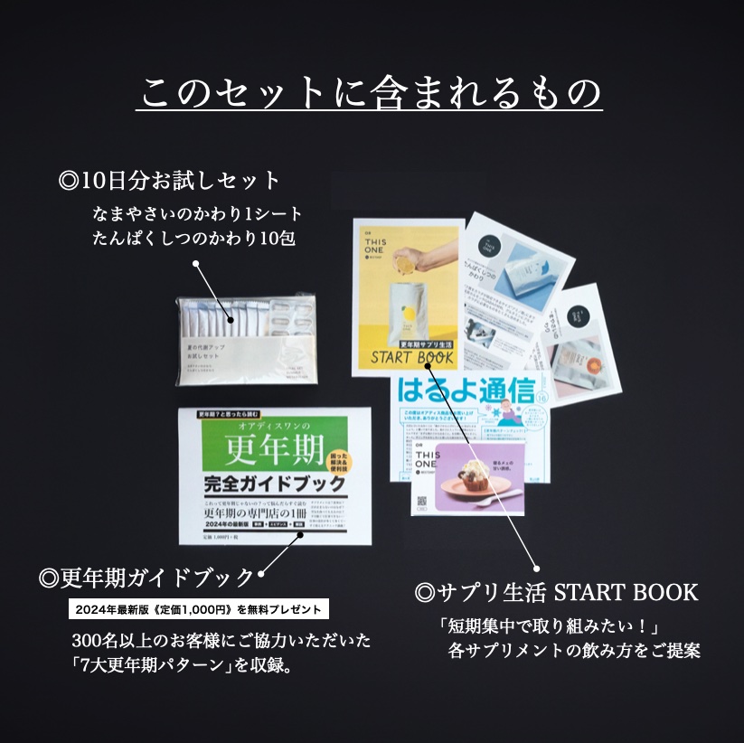 オアディスワンお試しサプリセットで届くもの一覧