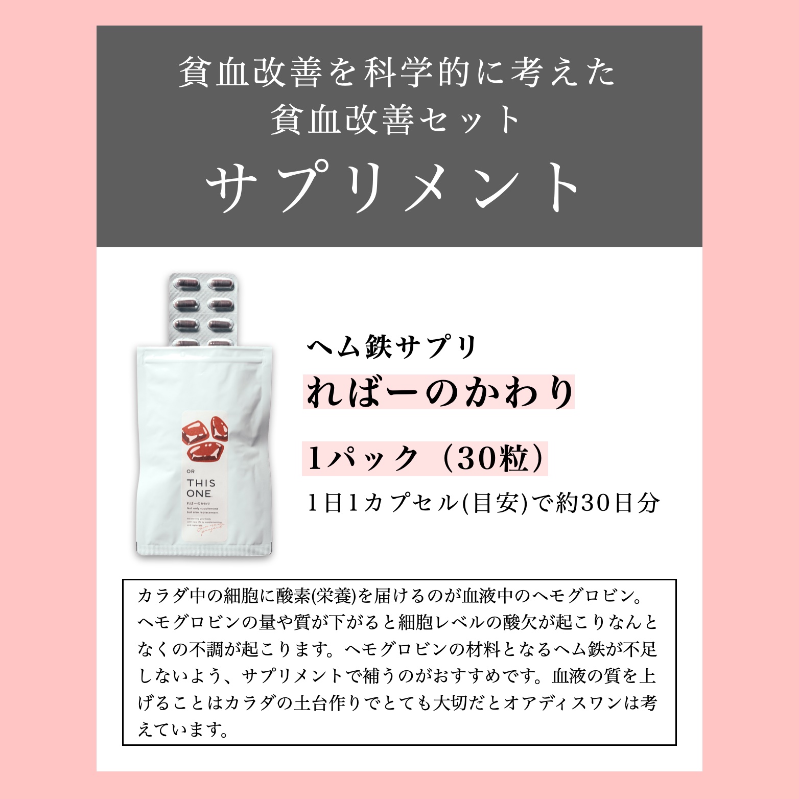貧血サプリメントればーのかわり