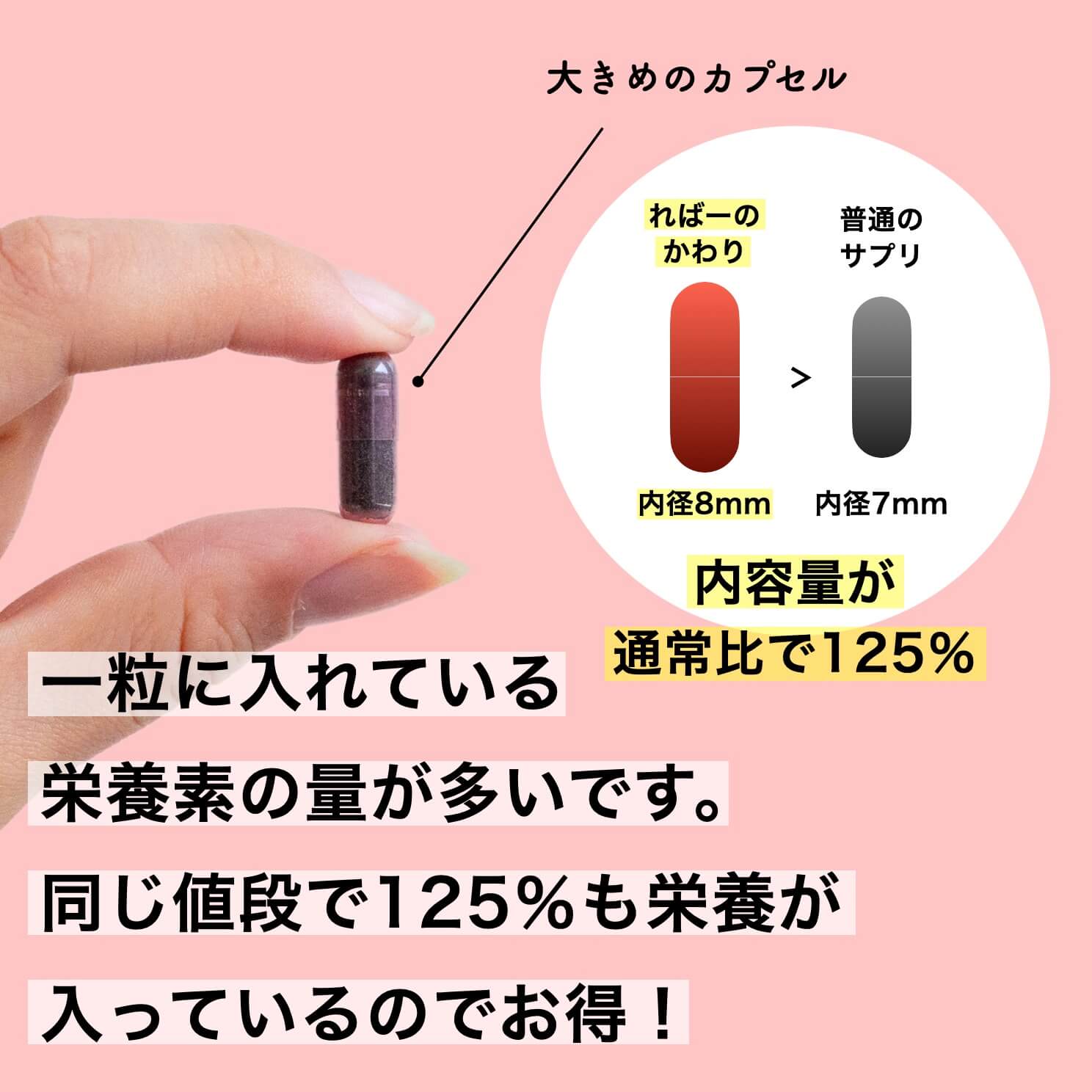 オアディスワンのればーのかわりは一粒に含まれる栄養素が多い