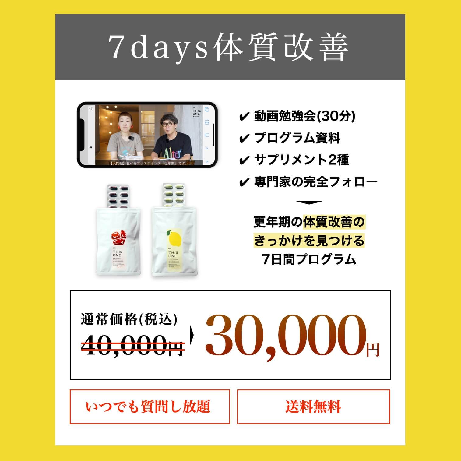 “短期集中体質改善プログラムの”値段