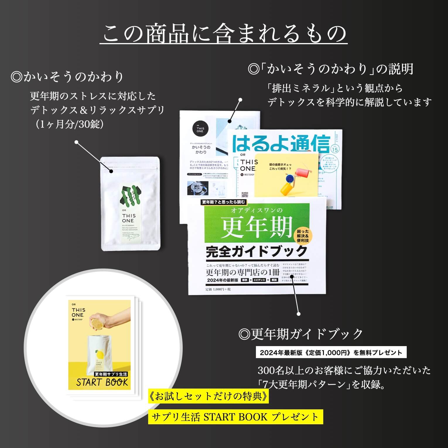 更年期専門店オアディスワンでサプリメントを購入した時に届くもの一覧