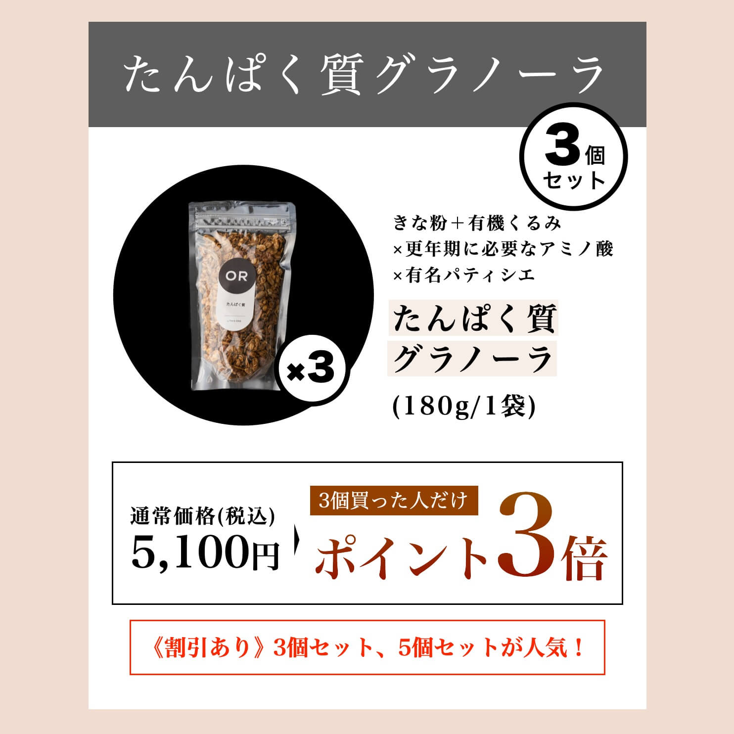 たんぱく質グラノーラ お得な3袋セット 《公式》オアディスワン