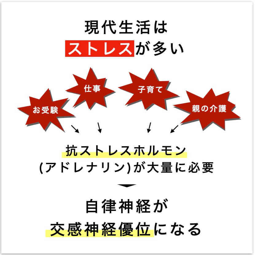 ストレスで抗ストレスホルモンが出ている図
