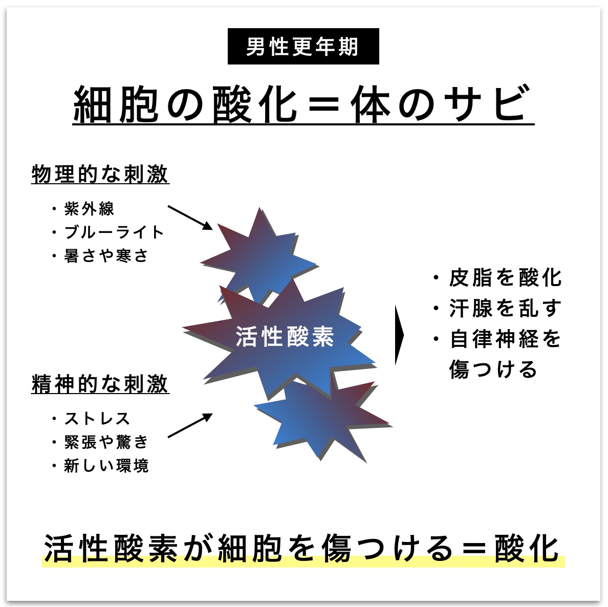 男性更年期は酸化がすすみ汗が臭う