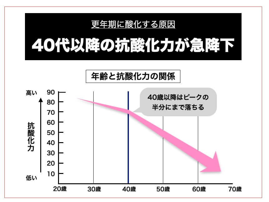 40歳以降老化が進む図