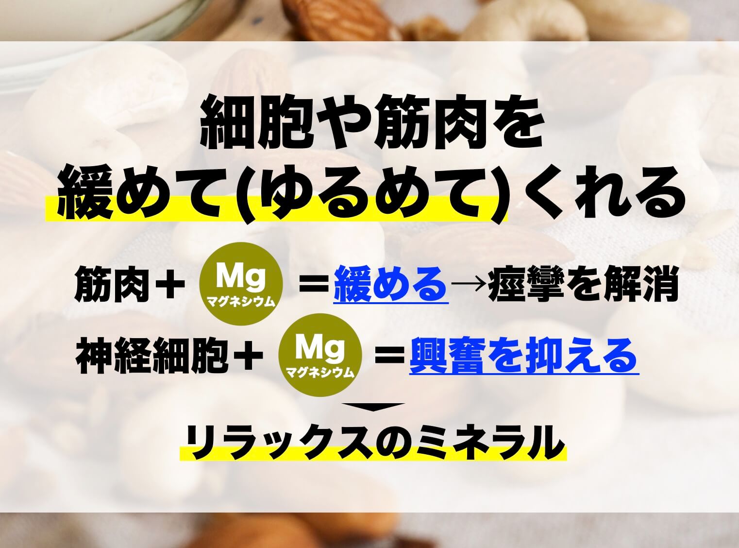 細胞や筋肉を緩めるマグネシウムの働き