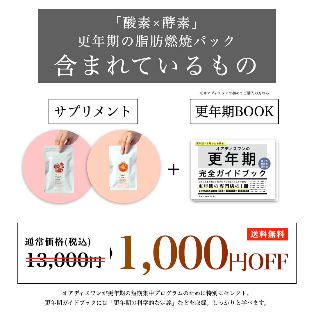 酸素×酵素更年期のための脂肪燃焼パックに含まれているもの