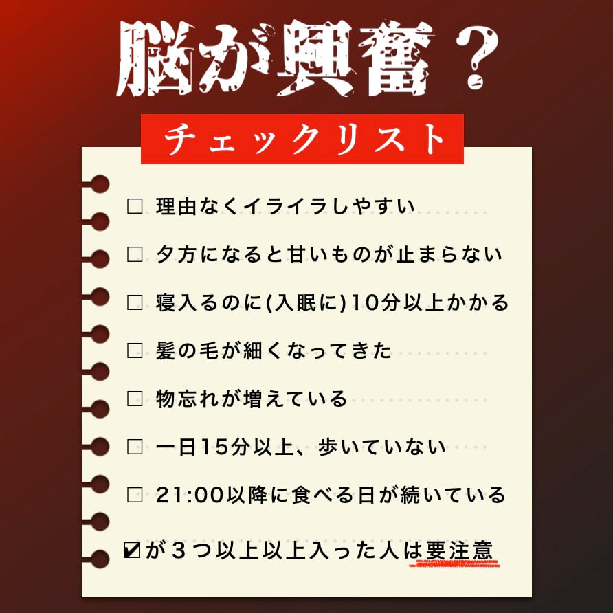 脳が興奮？チェックリスト