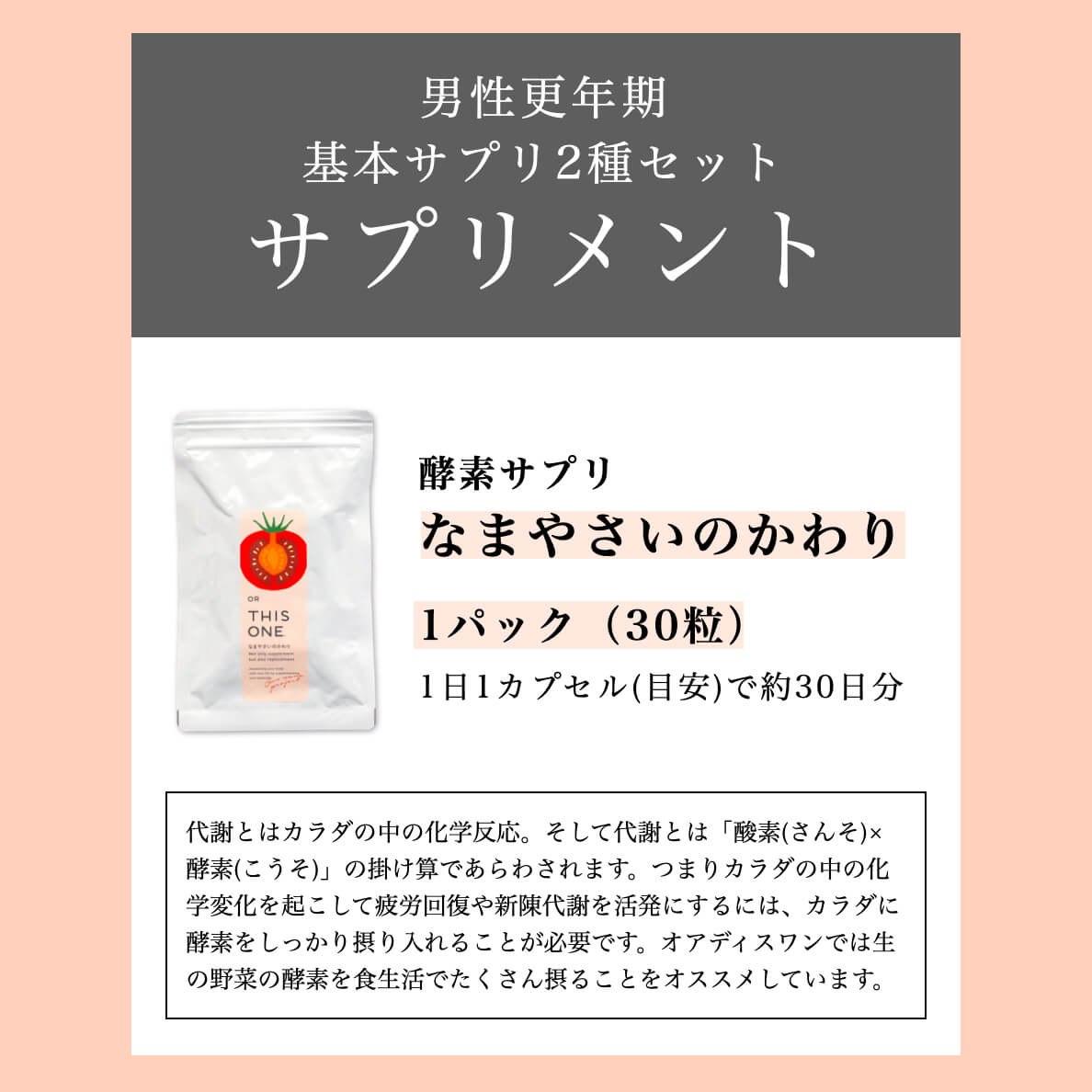 男性更年期の基本サプリなまやさいのかわり