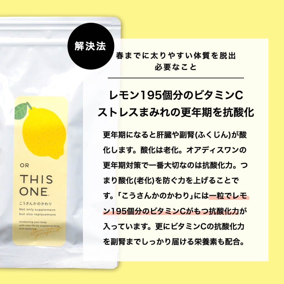 一粒にレモン１９５個分のビタミンCがもつ抗酸化力が入っている