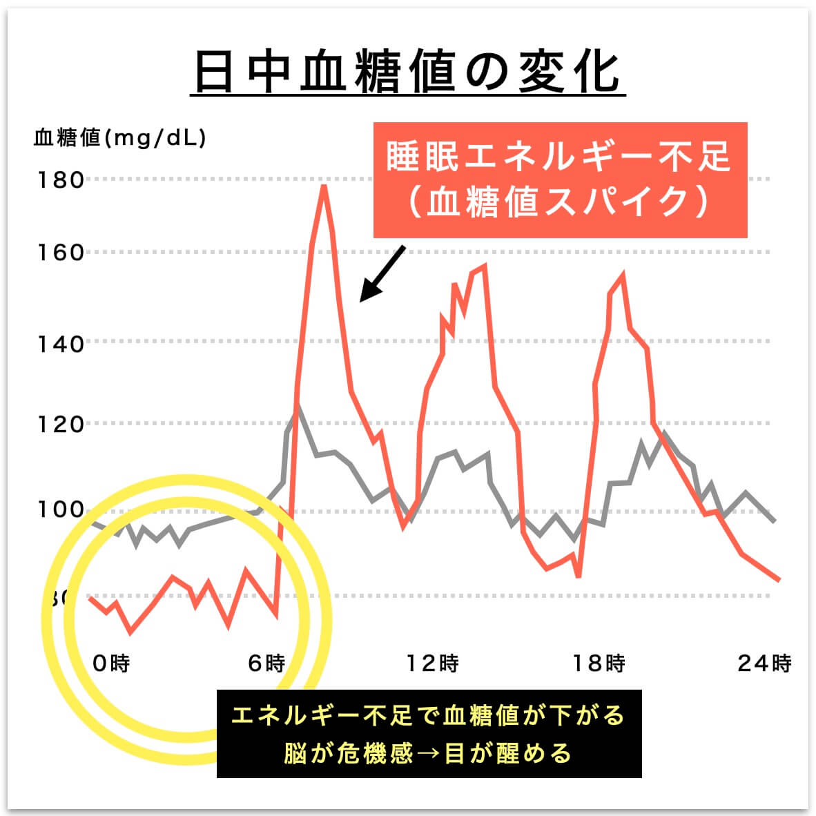 日中血糖値の変化