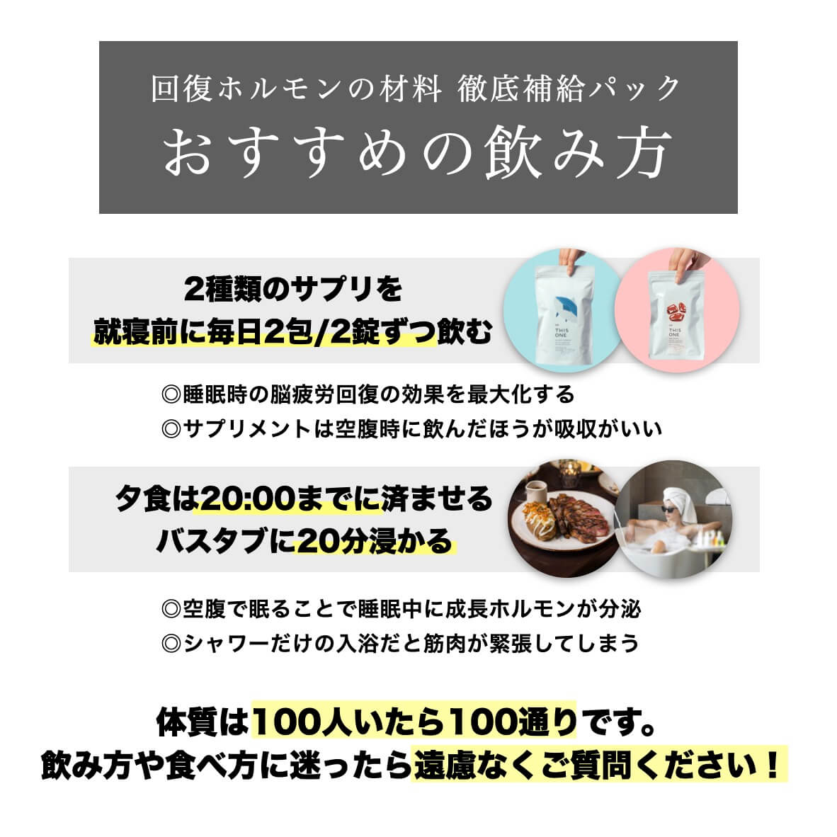 「回復ホルモンの材料を徹底補給パック」おすすめの飲み方