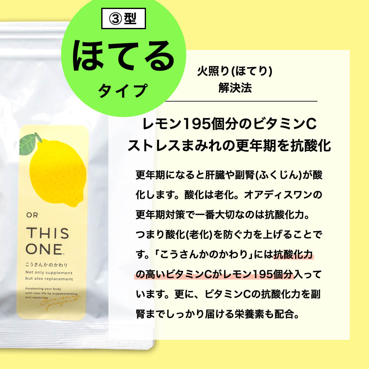 ７大更年期パターン③型「ほてる」対策パックによる解決法