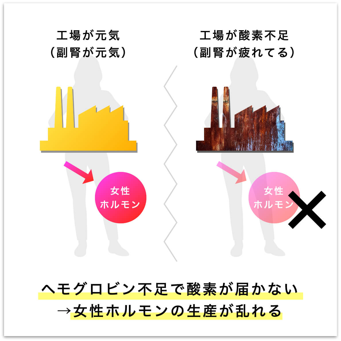 ヘモグロビン不足で酸素が全身に届かない