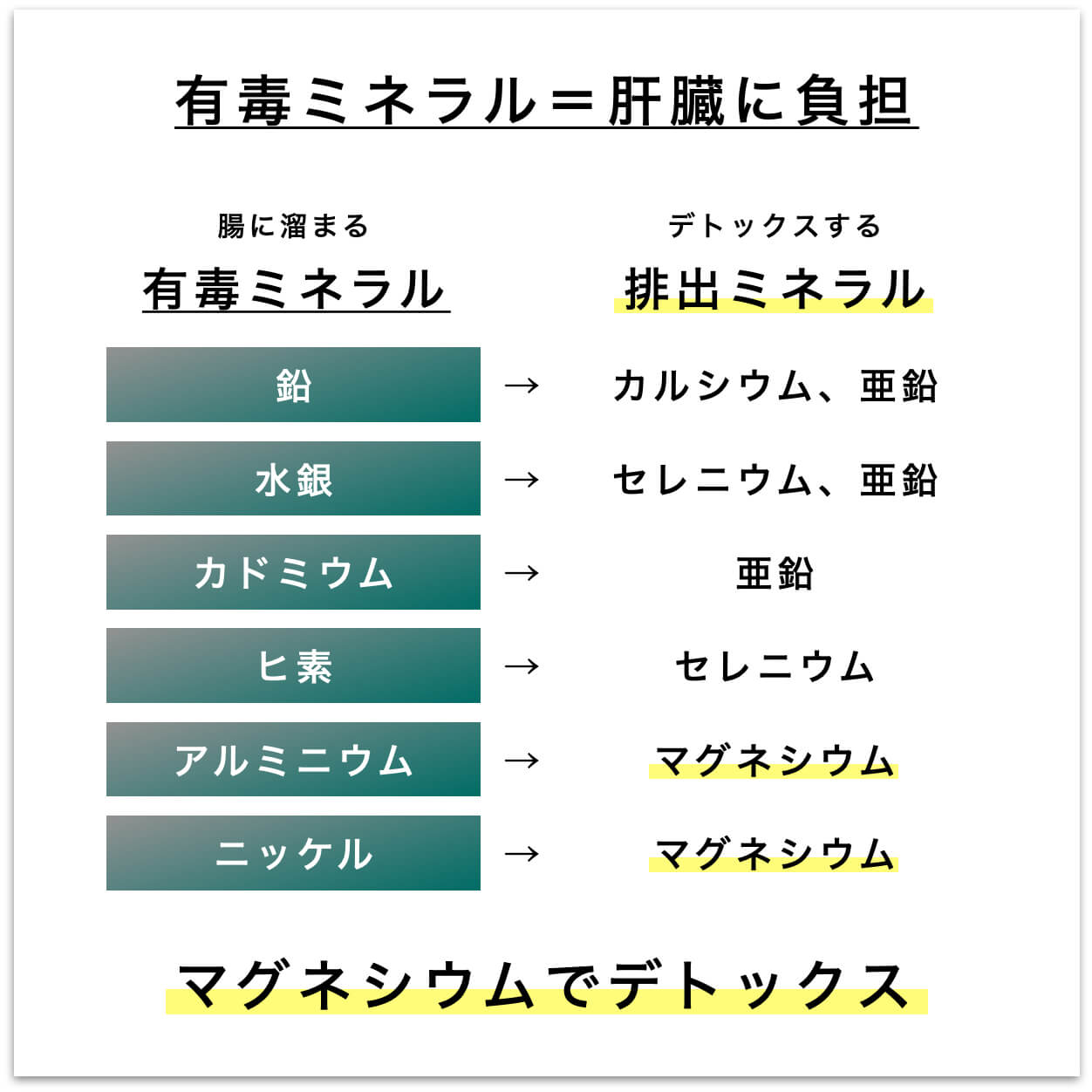有害ミネラルは肝臓に負担