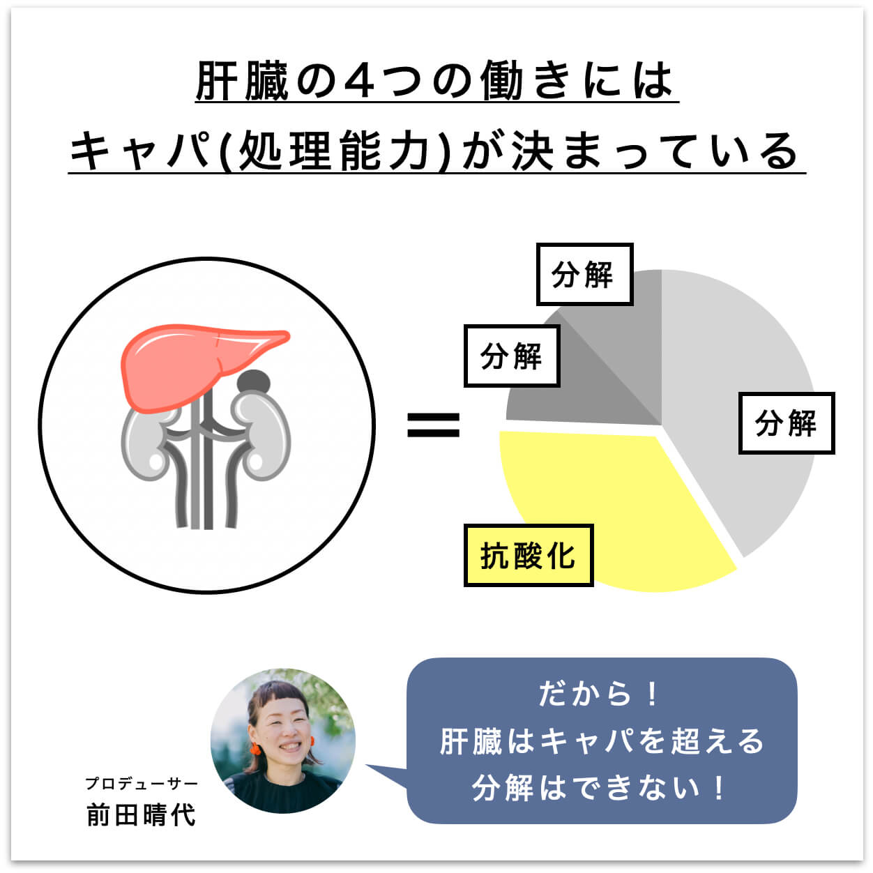 肝臓の働きを説明する円グラフ