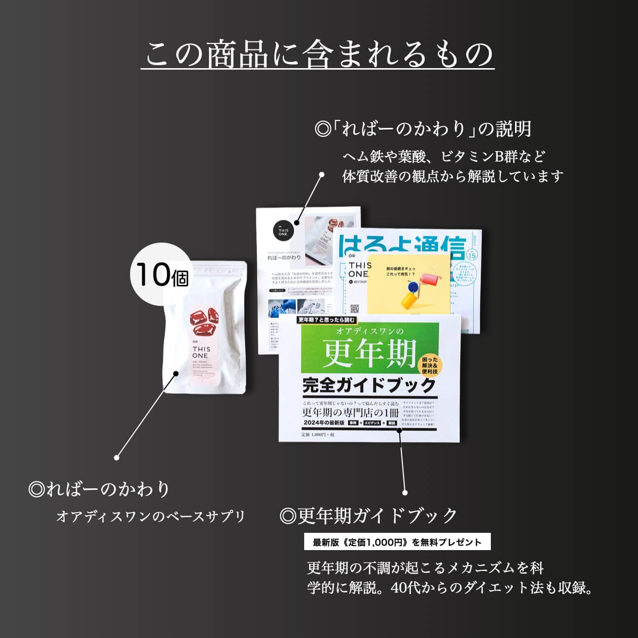 更年期専門店オアディスワンのサプリ「ればーのかわり」を購入したら届く商品一覧