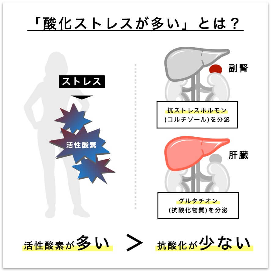 酸化ストレスが多い状態を表す図