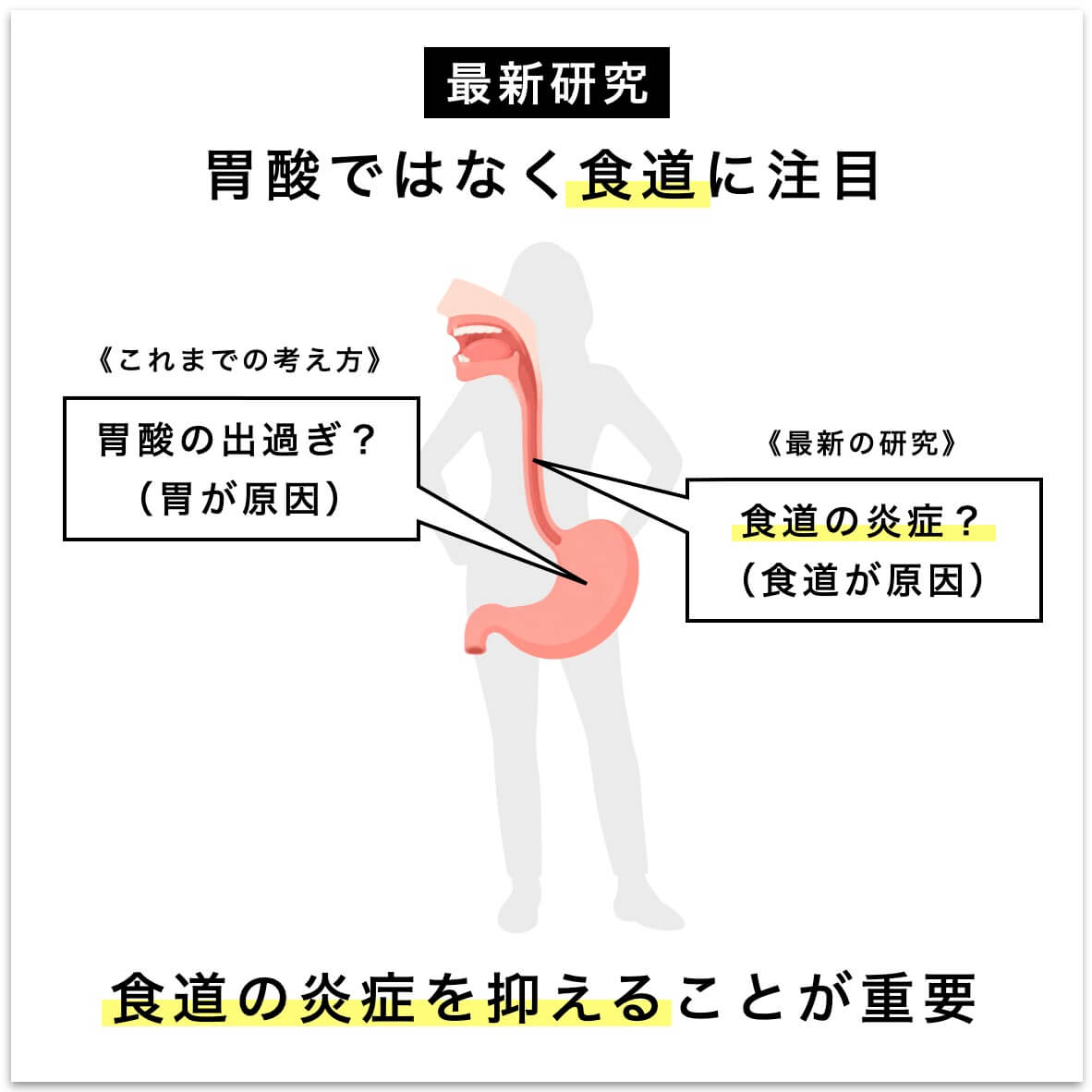 胃酸ではなく食道の炎症を抑えることが重要