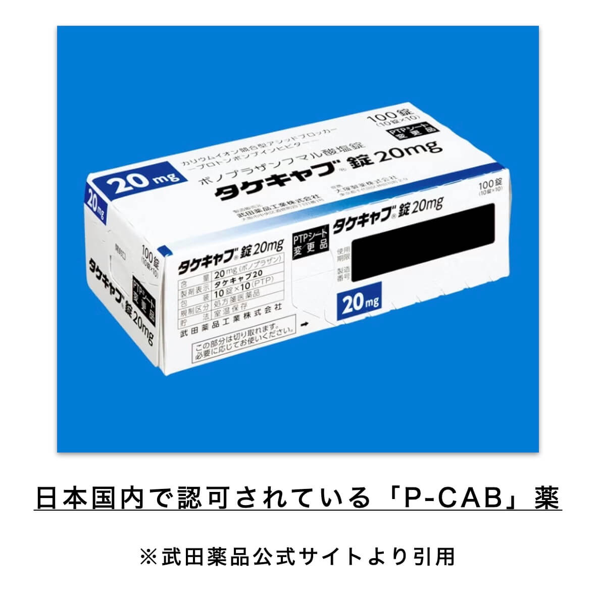 日本国内で認可されている「P-CAB」薬