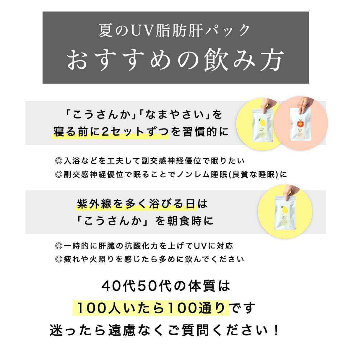 夏のUV脂肪肝パックおすすめの飲み方