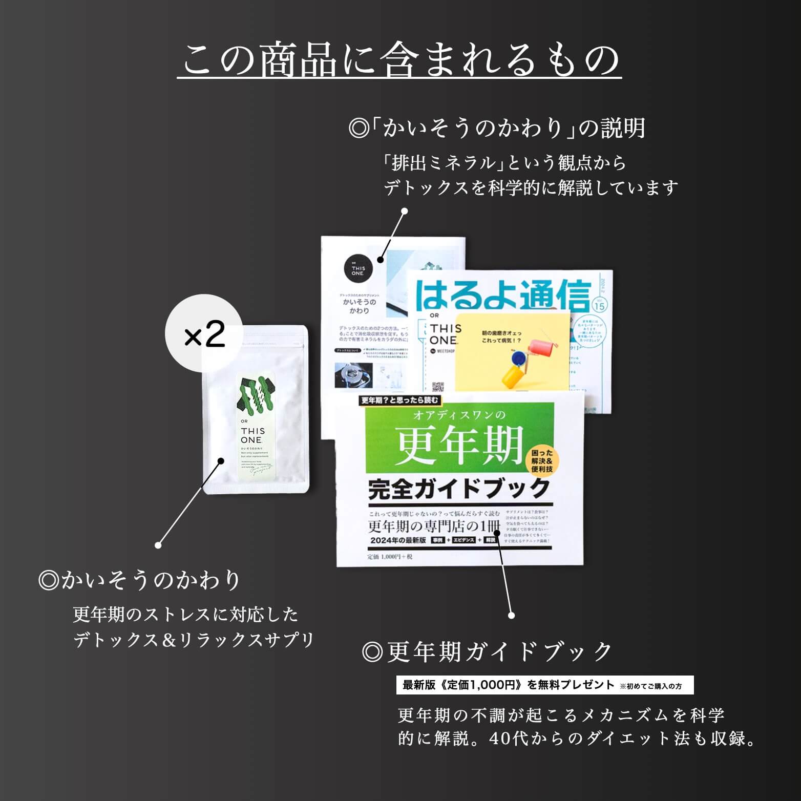 更年期専門店オアディスワンでサプリメントを購入した時に届くもの一覧