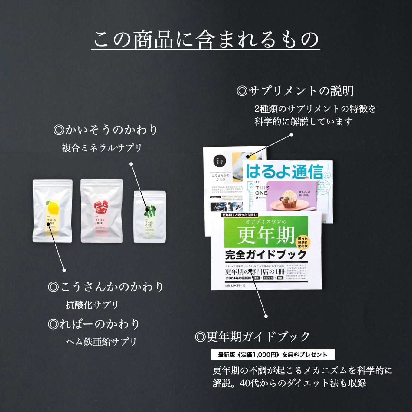 更年期専門店オアディスワンのサプリメントセット届くもの一覧
