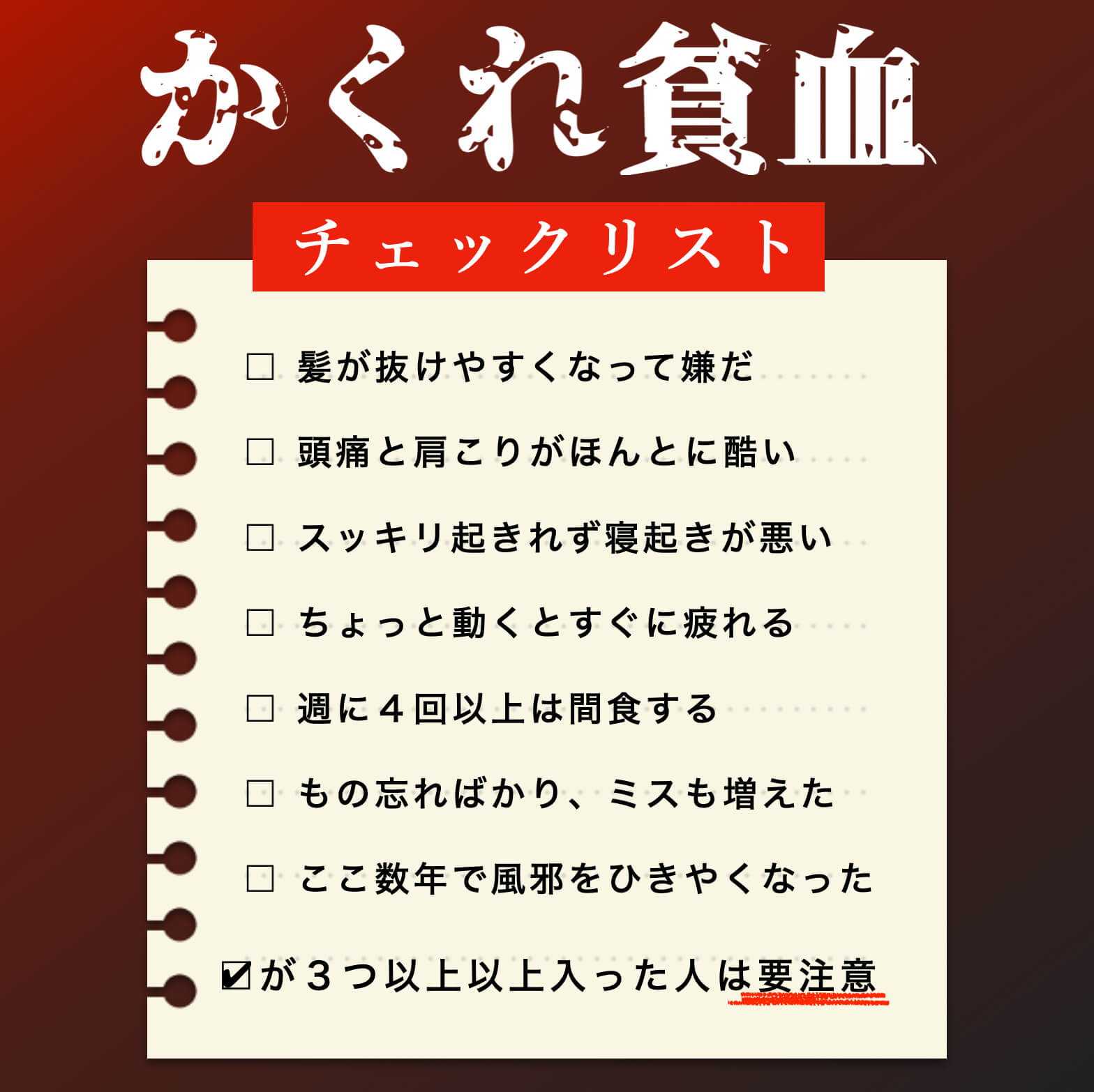 かくれ貧血チェックリスト