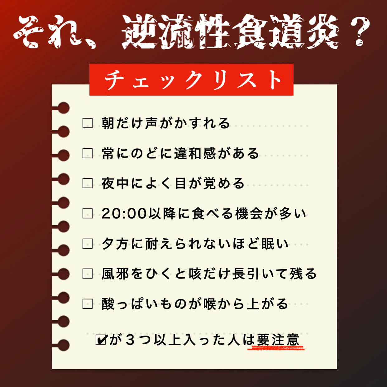 逆流性食道炎チェックリスト