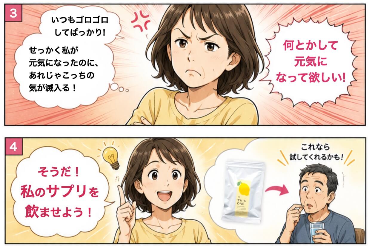 旦那にもサプリメントを飲ませたい