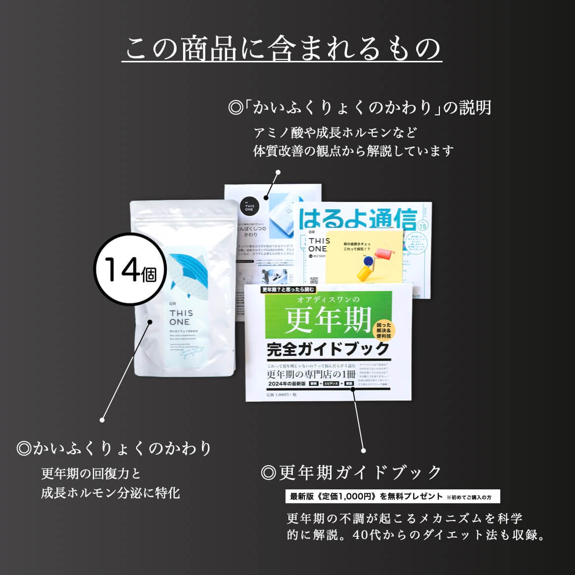 更年期専門店オアディスワンのサプリ「かいふくりょくのかわり」を購入したら届く商品一覧