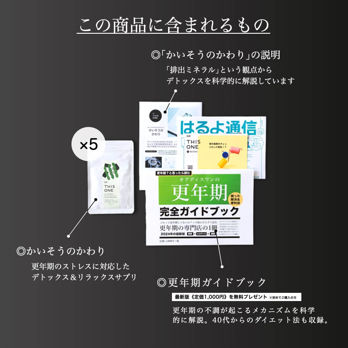 更年期専門店オアディスワンでサプリメントを購入した時に届くもの一覧