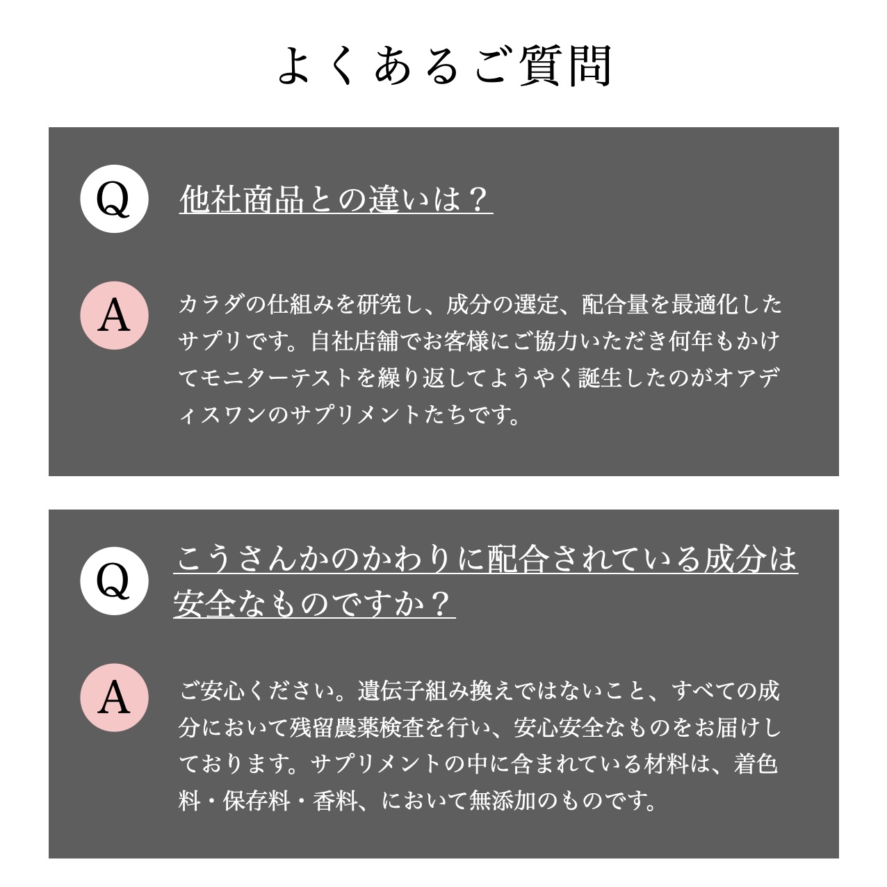 更年期専門店オアディスワンで販売するナッツのよくある質問イメージ