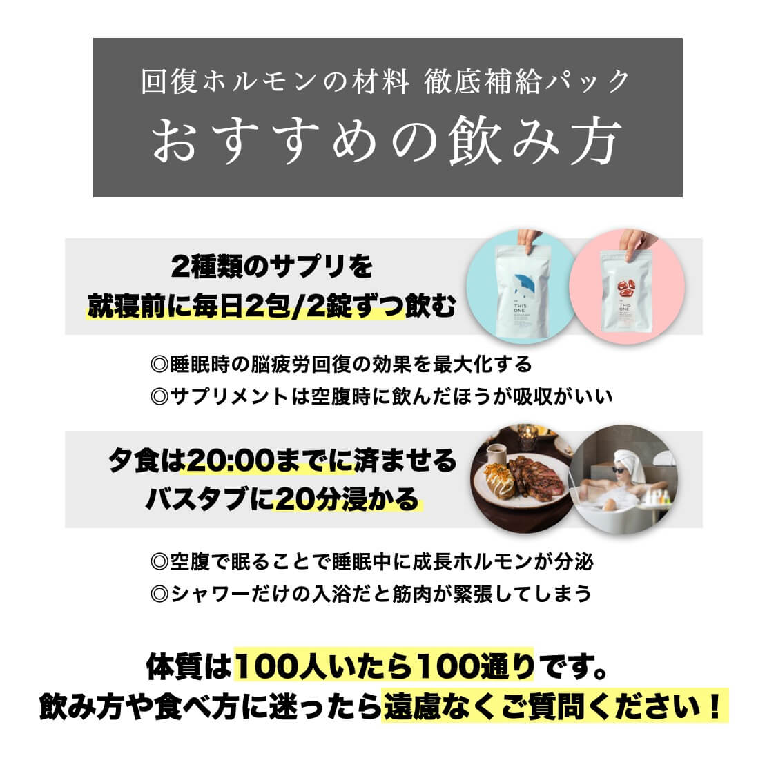 「回復ホルモンの材料を徹底補給パック」おすすめの飲み方