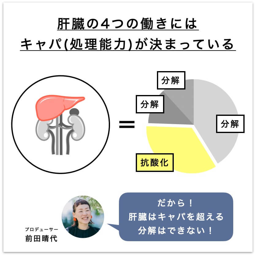 肝臓の4つの働きには
キャパ(処理能力)が決まっている