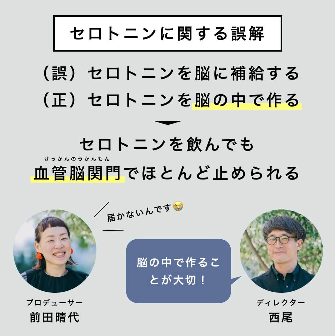 セロトニンに関する誤解情報を話している写真
