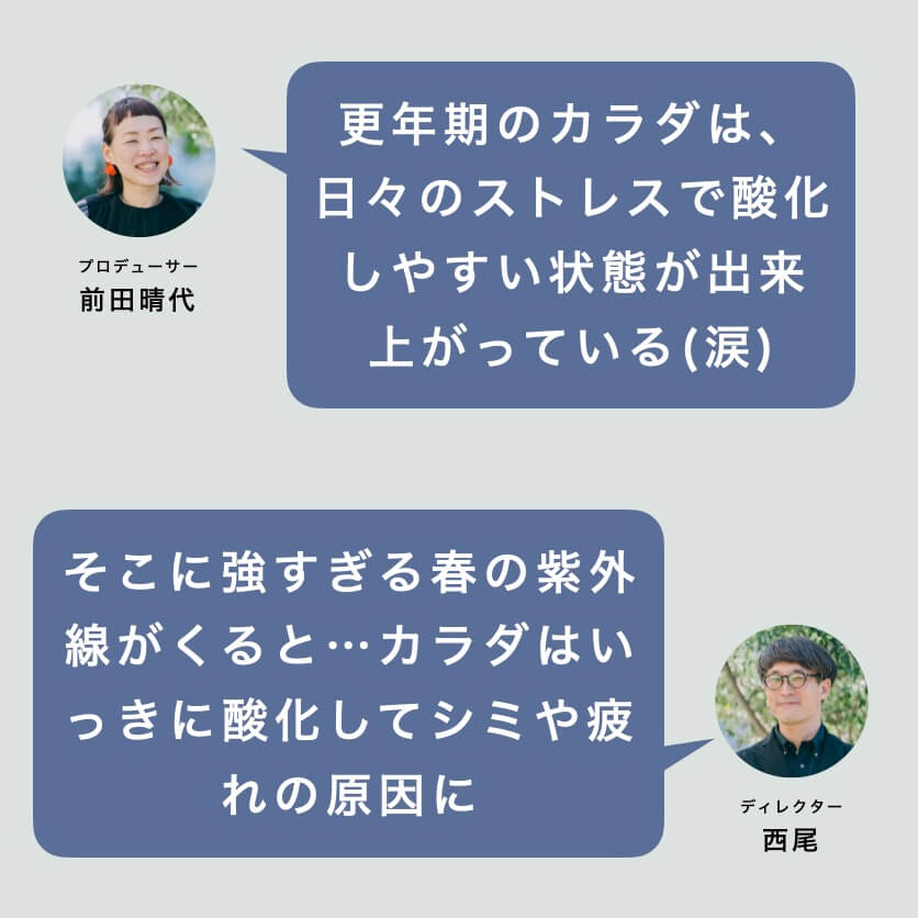 更年期のカラダは紫外線によってより酸化しシミや疲れの要因になる