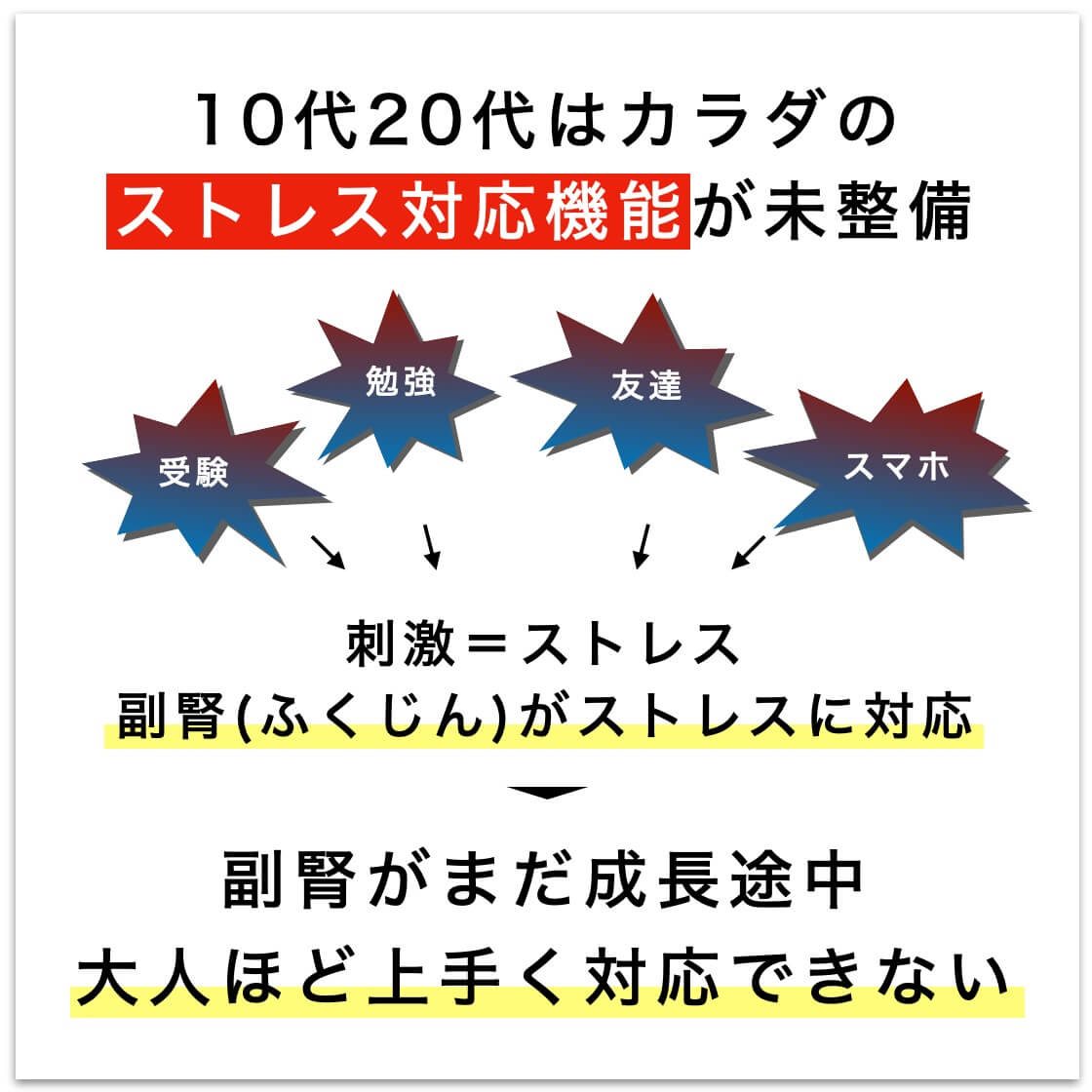 10代20代はカラダのストレス対応機能が未整備
