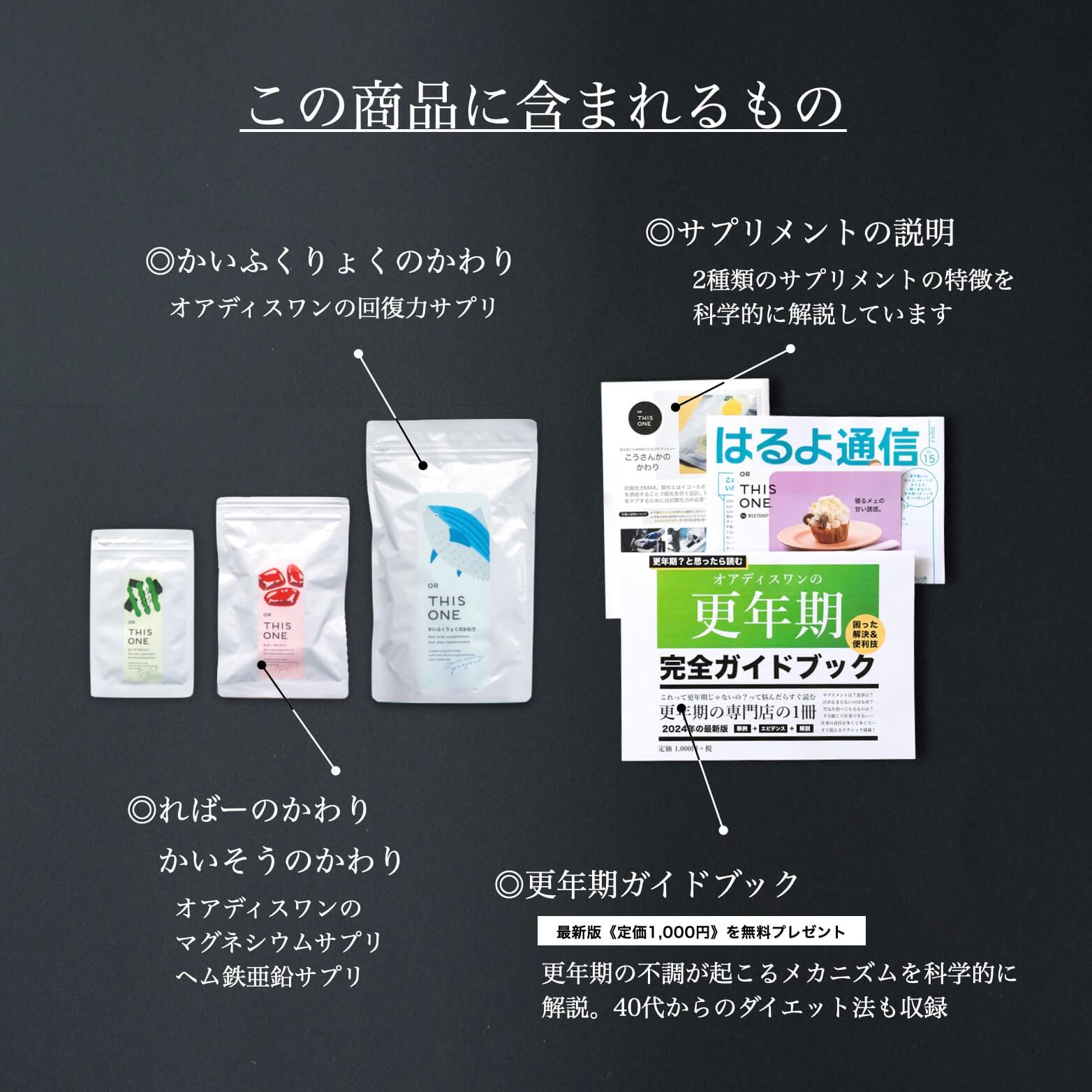 サプリパックにふくまれる商品一覧
