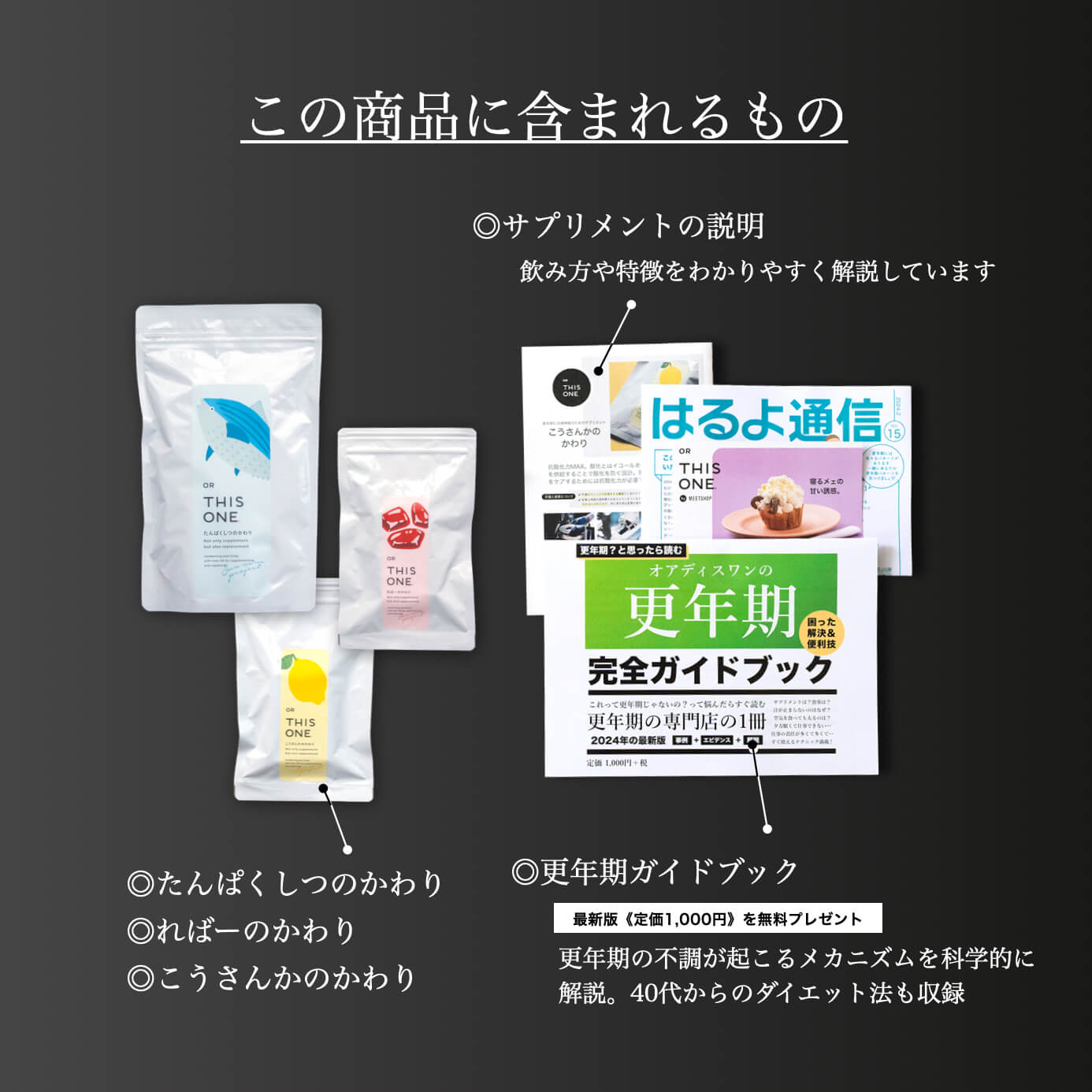 更年期専門店オアディスワンのサプリメントセット届くもの一覧